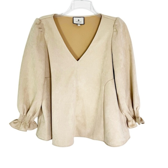TUCKERNUCK Bone Suede Easton Blouse Swing Top Size S - Picture 7 of 15